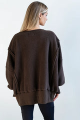 Moxie Oversized Sherpa Sweater in Brown FINAL SALE
