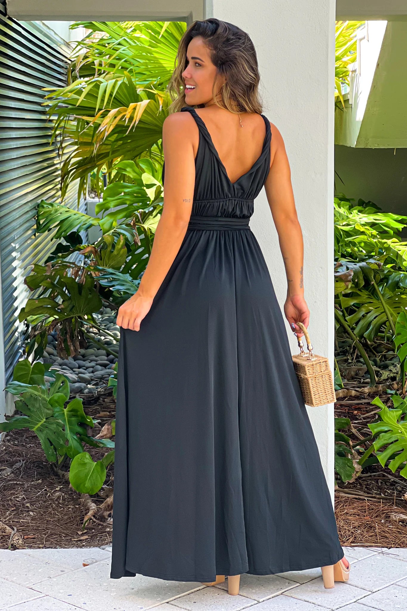 Black Sleeveless Maxi Dress With Slit