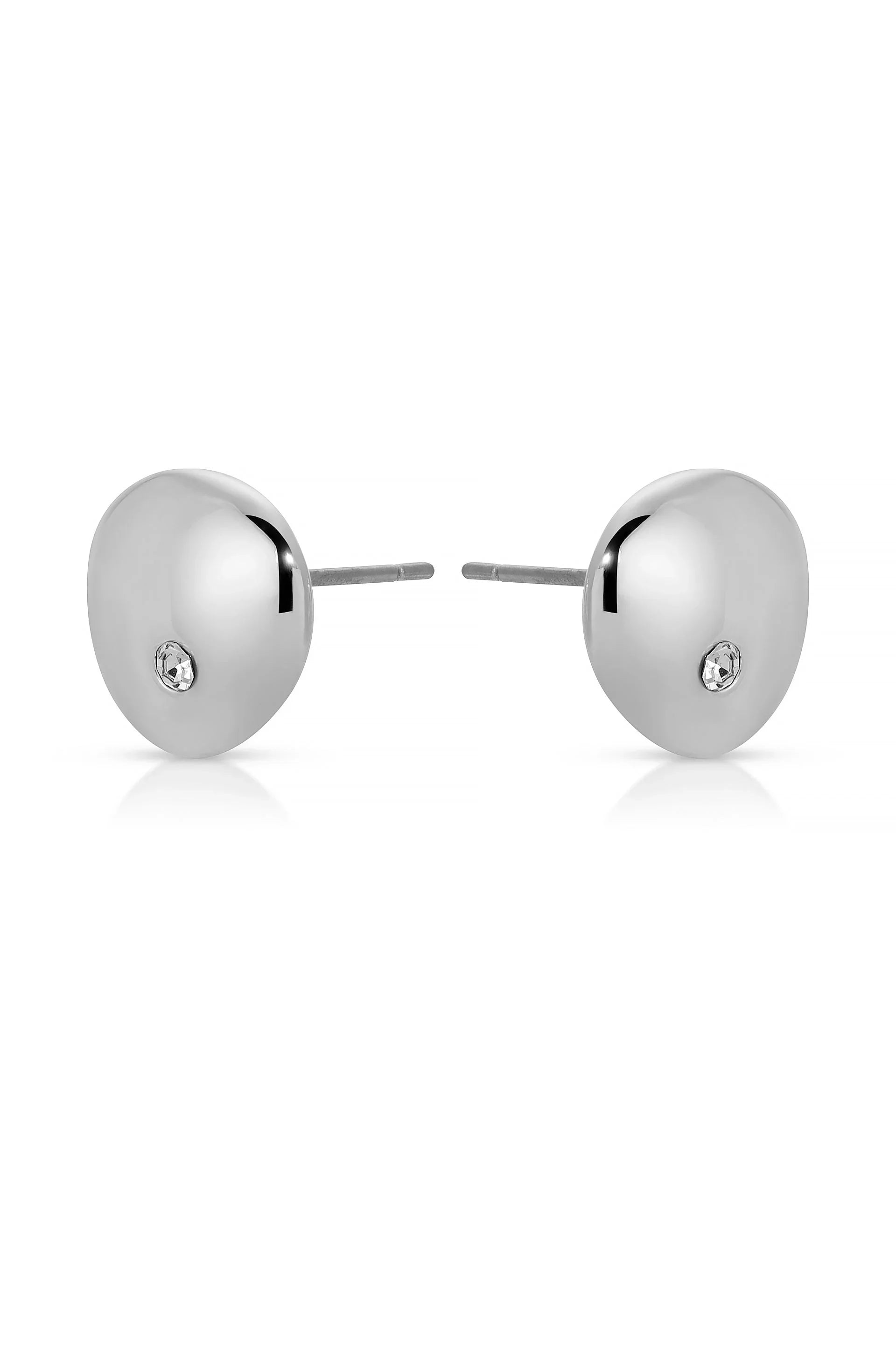 Polished Pebble Crystal Stud Earrings