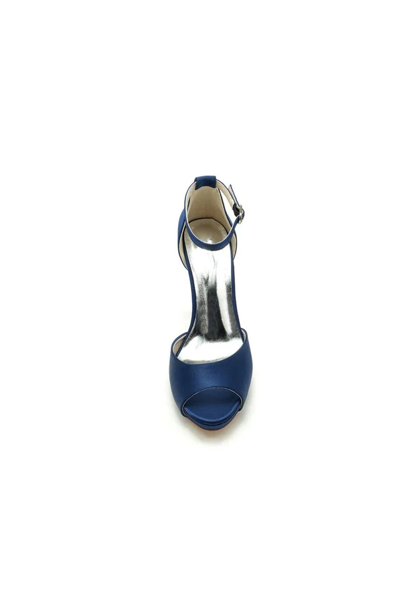 Silver Silk Heels with Metal Accent
