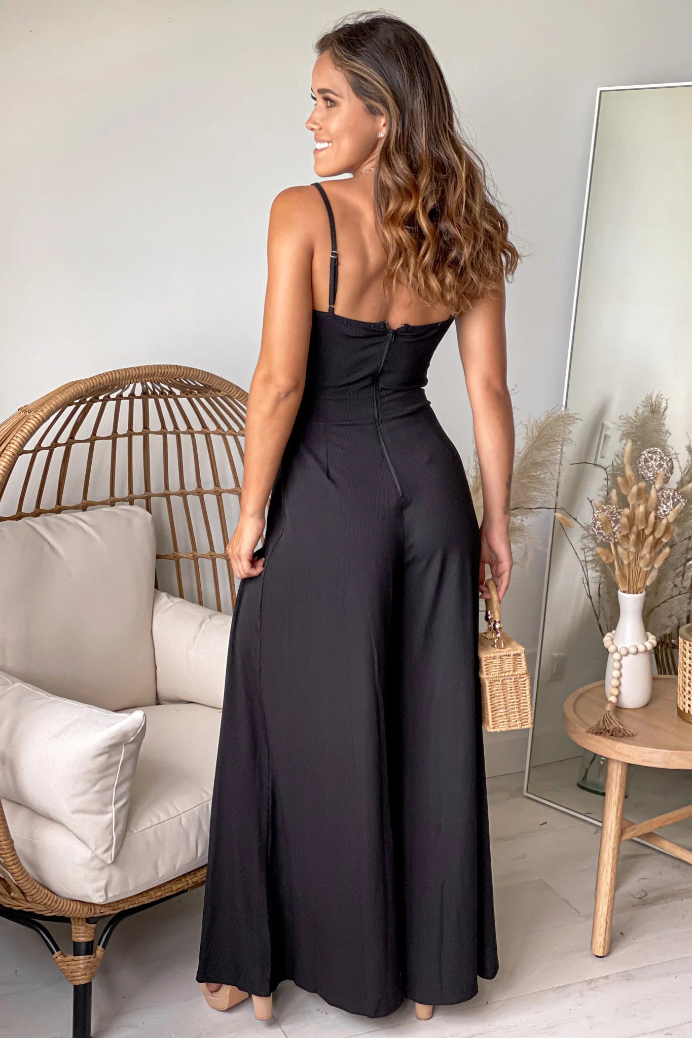 Black Ribbed Jumpsuit