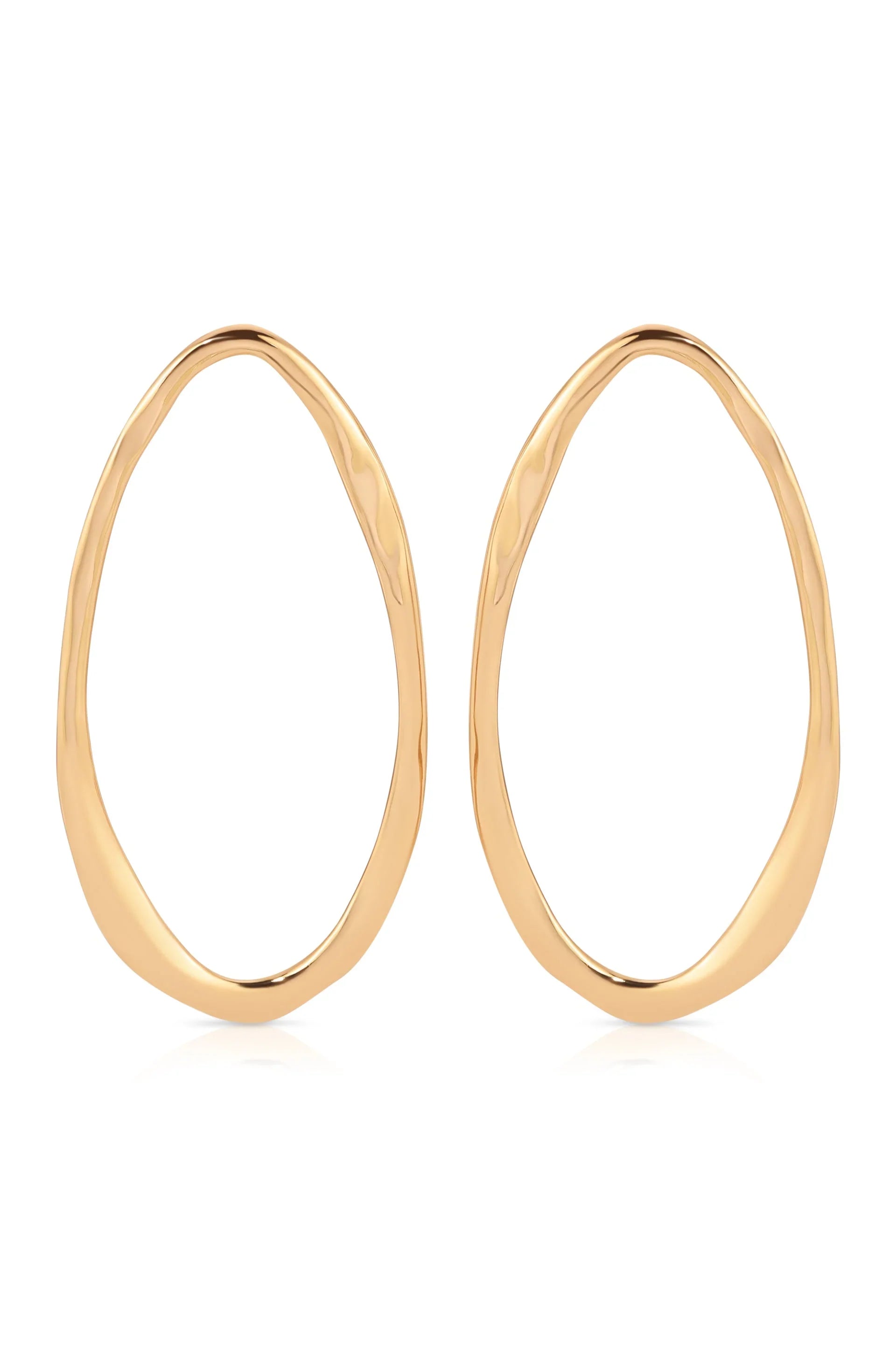 Hammered Large Oval Earrings