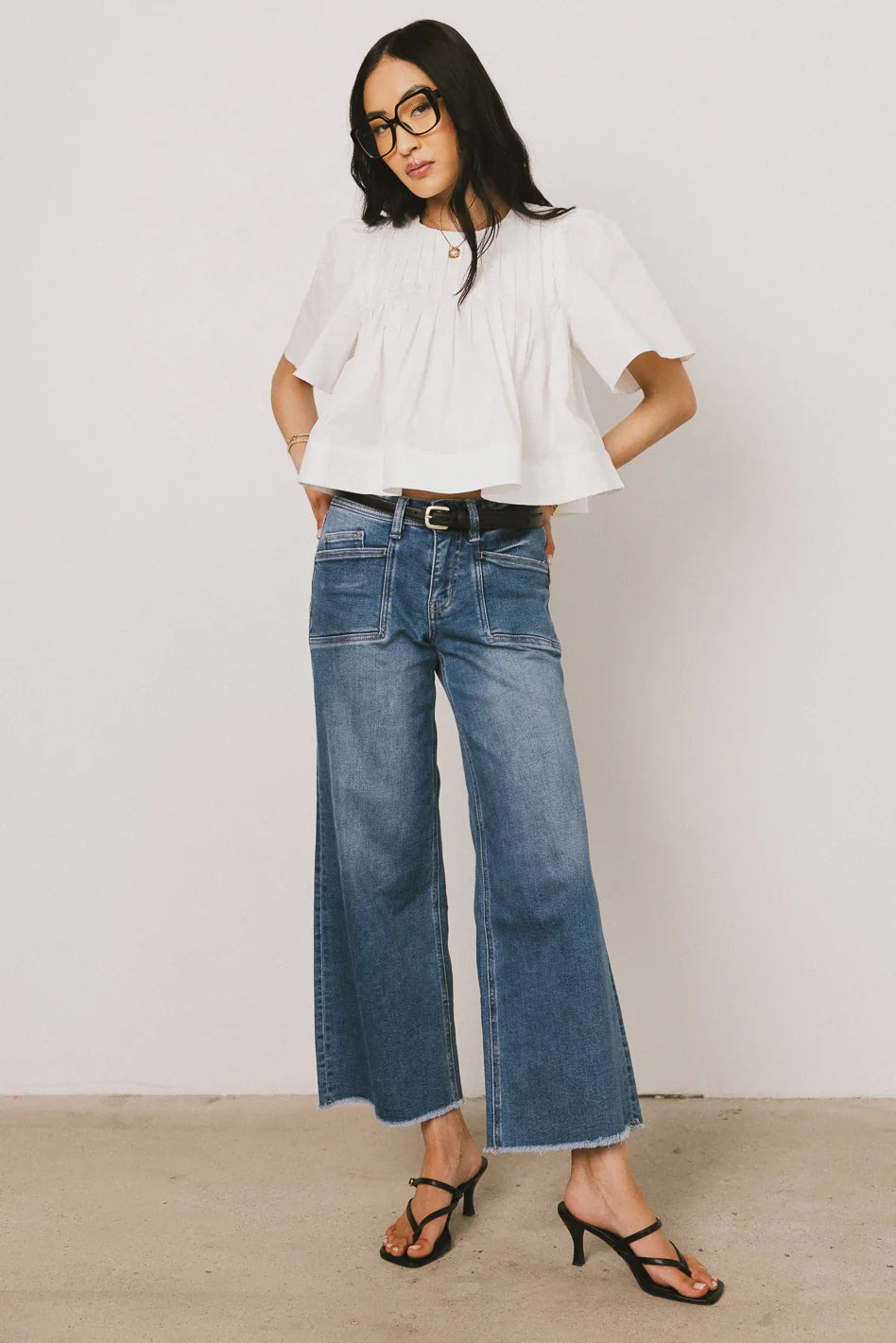 Isha Pleated Top in White FINAL SALE