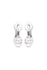 Open Toe Floral Beading Stiletto Heels