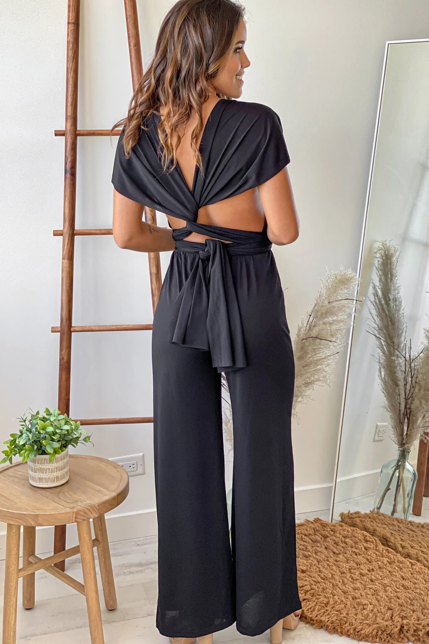 Black Multi Tie Jumpsuit