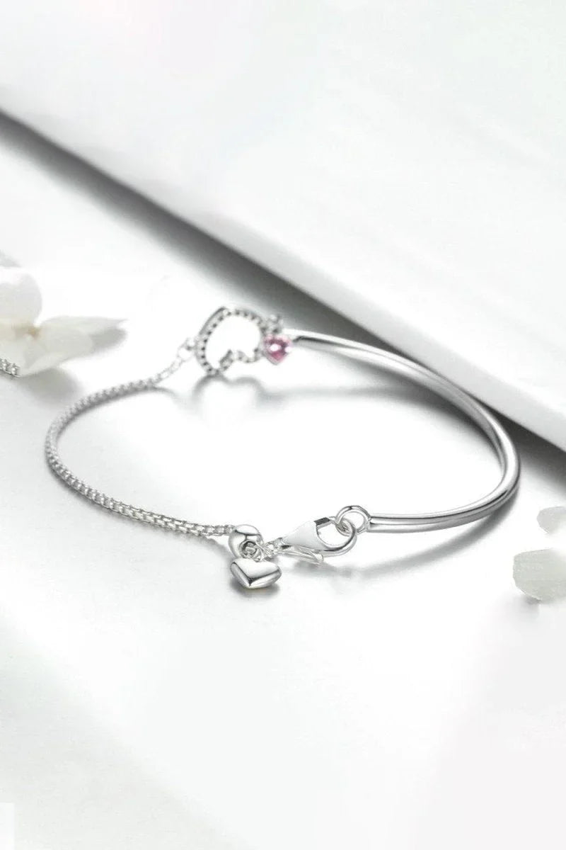 Heart Charm Bracelet in Sterling Silver