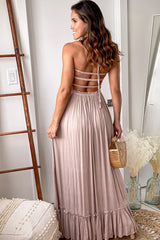 Natural Maxi Dress with Strappy Back