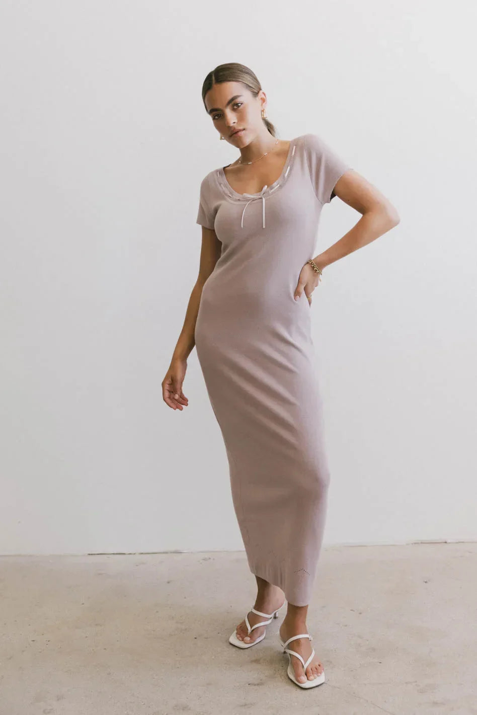 Ariah Ribbon Trim Sweater Dress in Lavender FINAL SALE