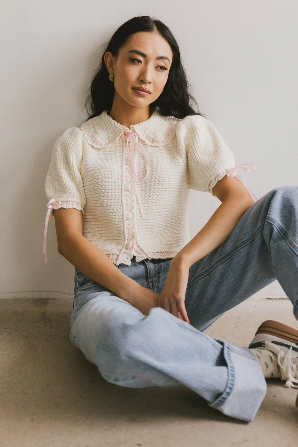 Penelope Ribbon Trim Cardigan FINAL SALE