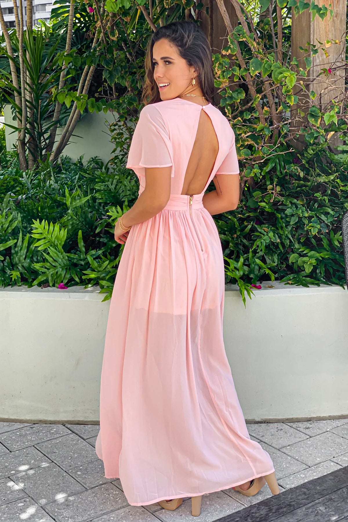 Mauve Maxi Dress With Sleeves