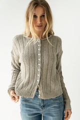 Katira Button Up Sweater in Heather Grey