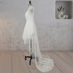 A Line Polka Dot Illusion Charm Asymmetrical Wedding Dress