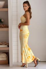 Yellow Floral Mermaid Dress