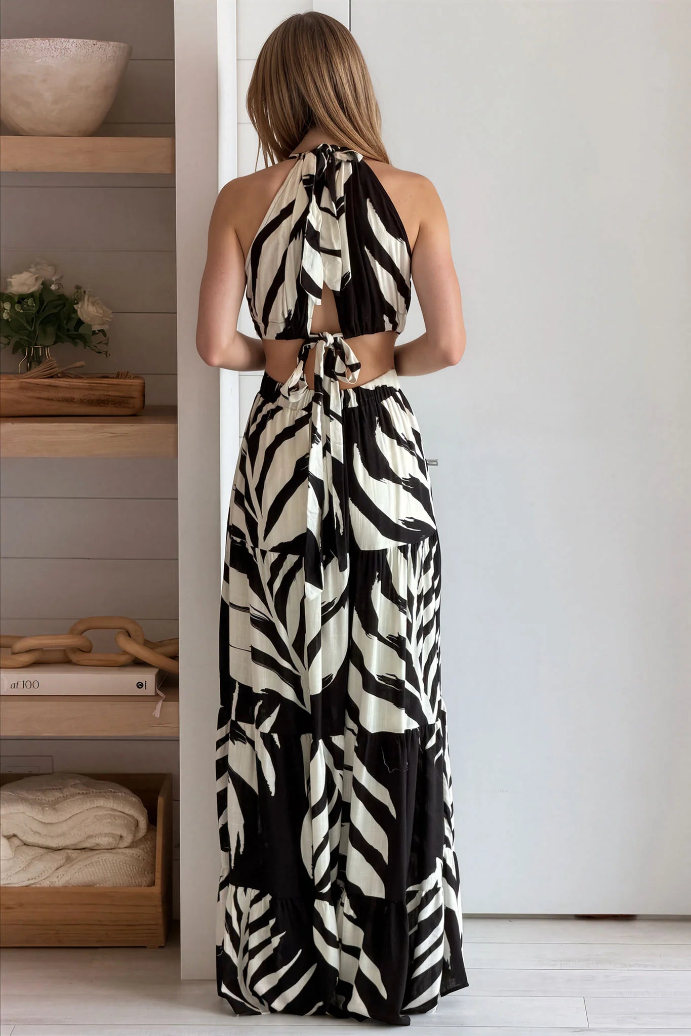 Black Printed Cut Out Dress