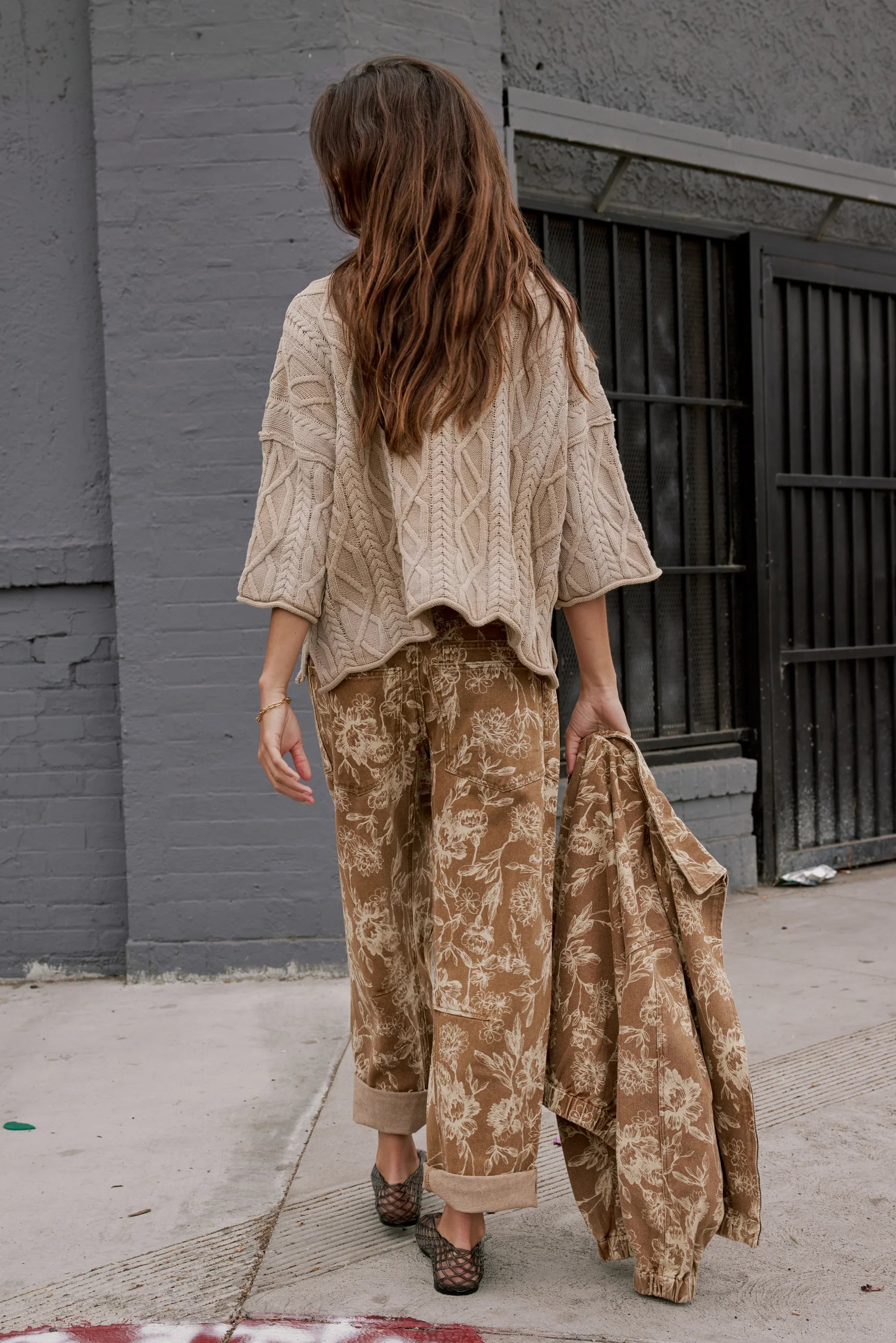 Raegan Cable Knit Sweater in Tan