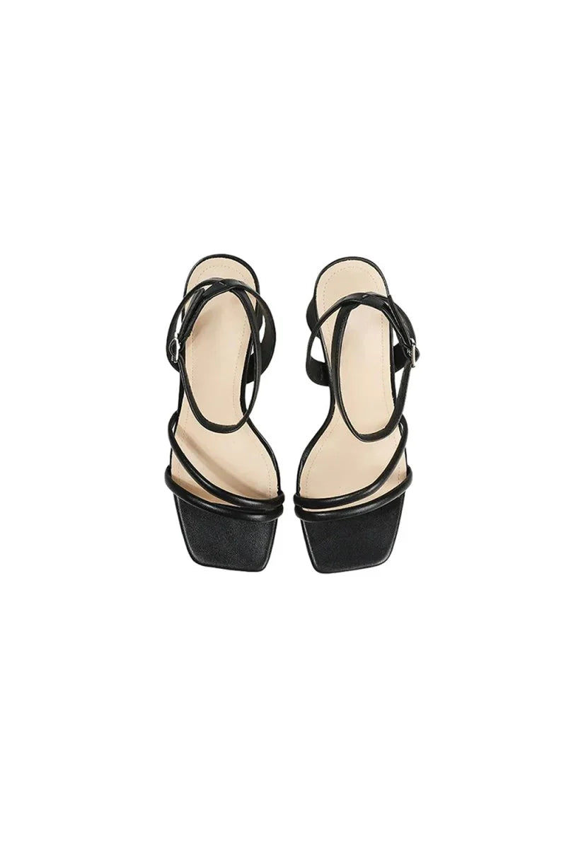 Metallic Strappy Block Heel Sandals
