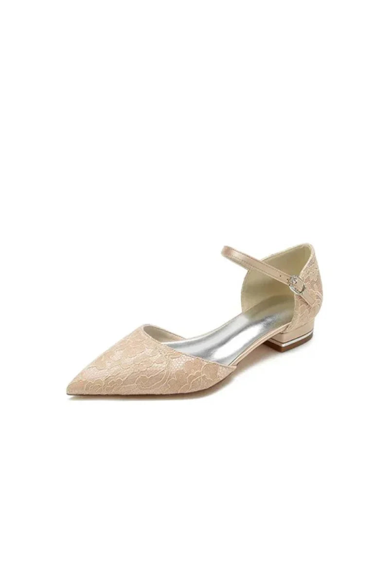 Lace One strap Buckle Pointed Toe Mules