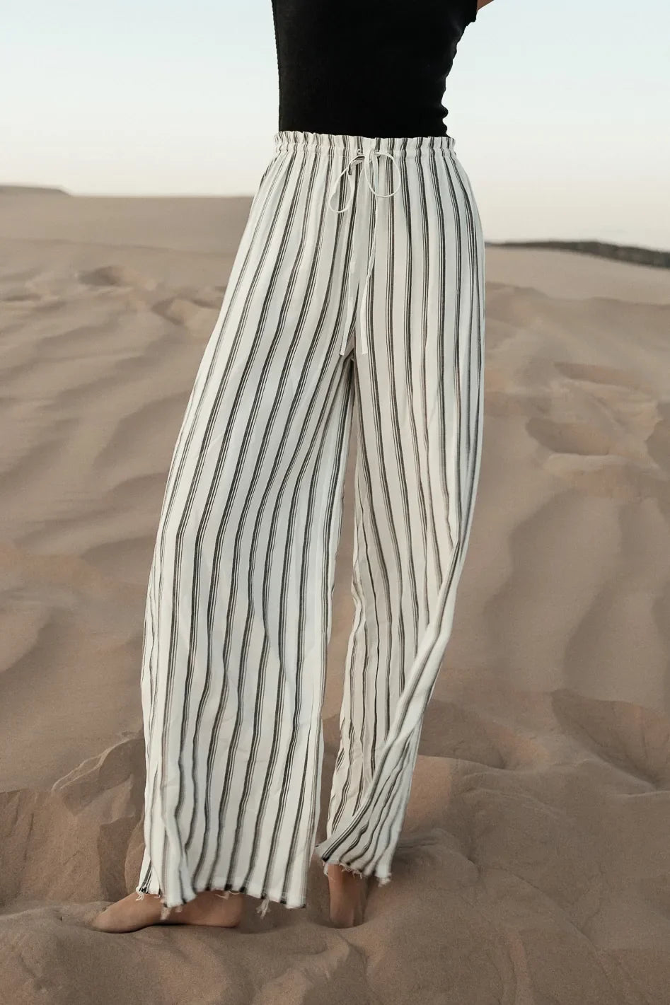 Ronan Striped Pants in White