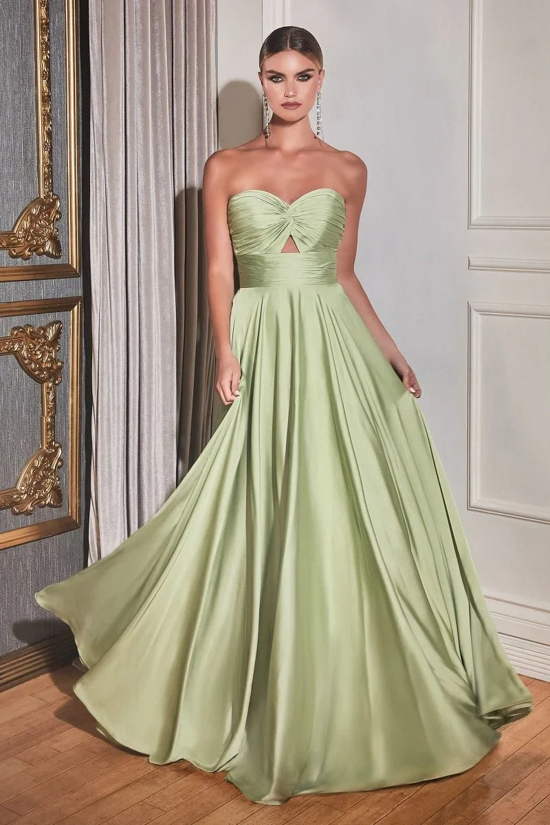 Madigan Gown STRAPLESS A LINE SOFT SATIN KEYHOLE DRESS