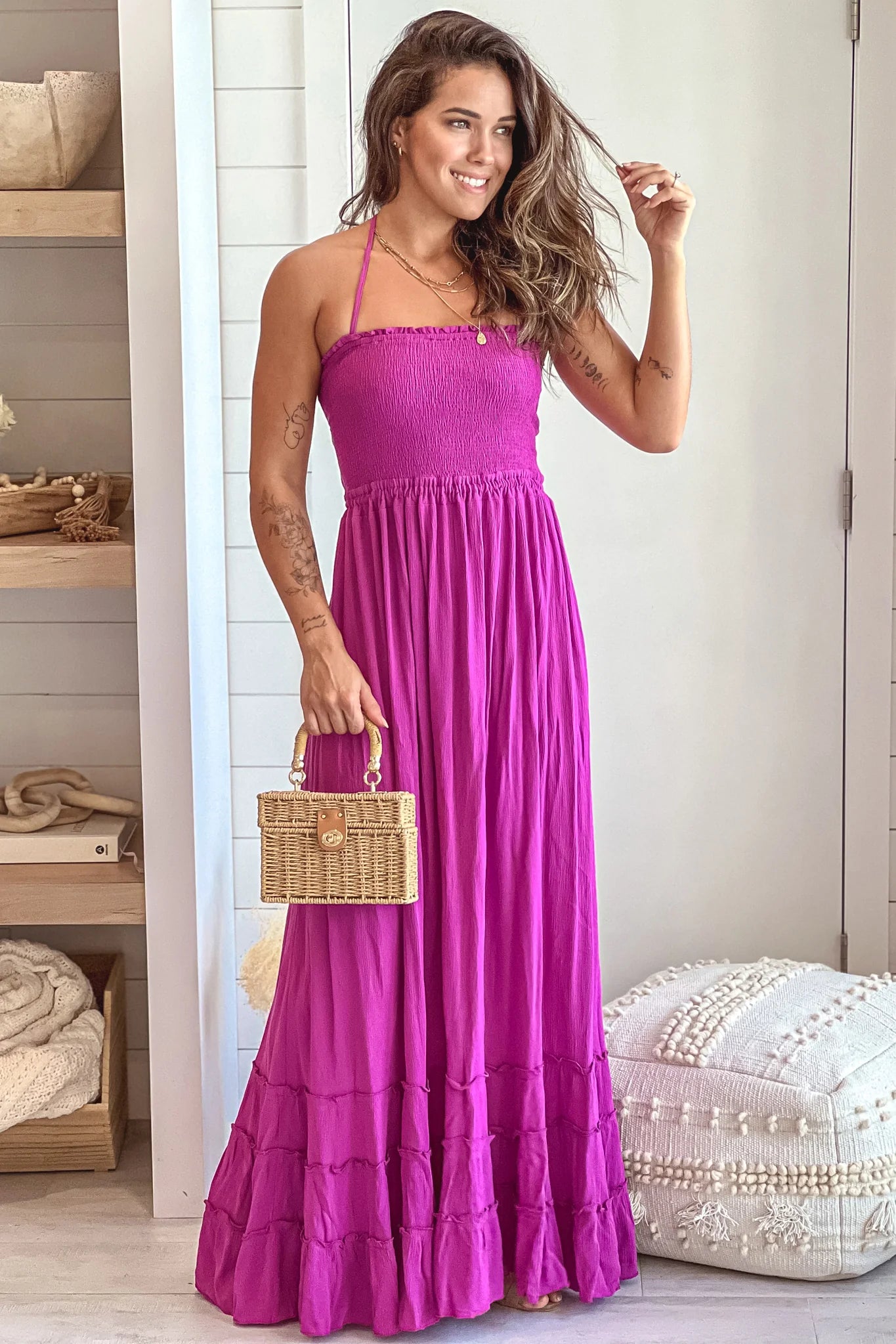 Orchid Maxi Dress With Smocked Top