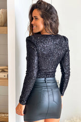 Black Sequin Bodysuit