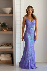Lavender Sequin Criss Cross Maxi Dress