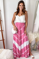 White And Fuchsia Tie Dye Maxi Dress