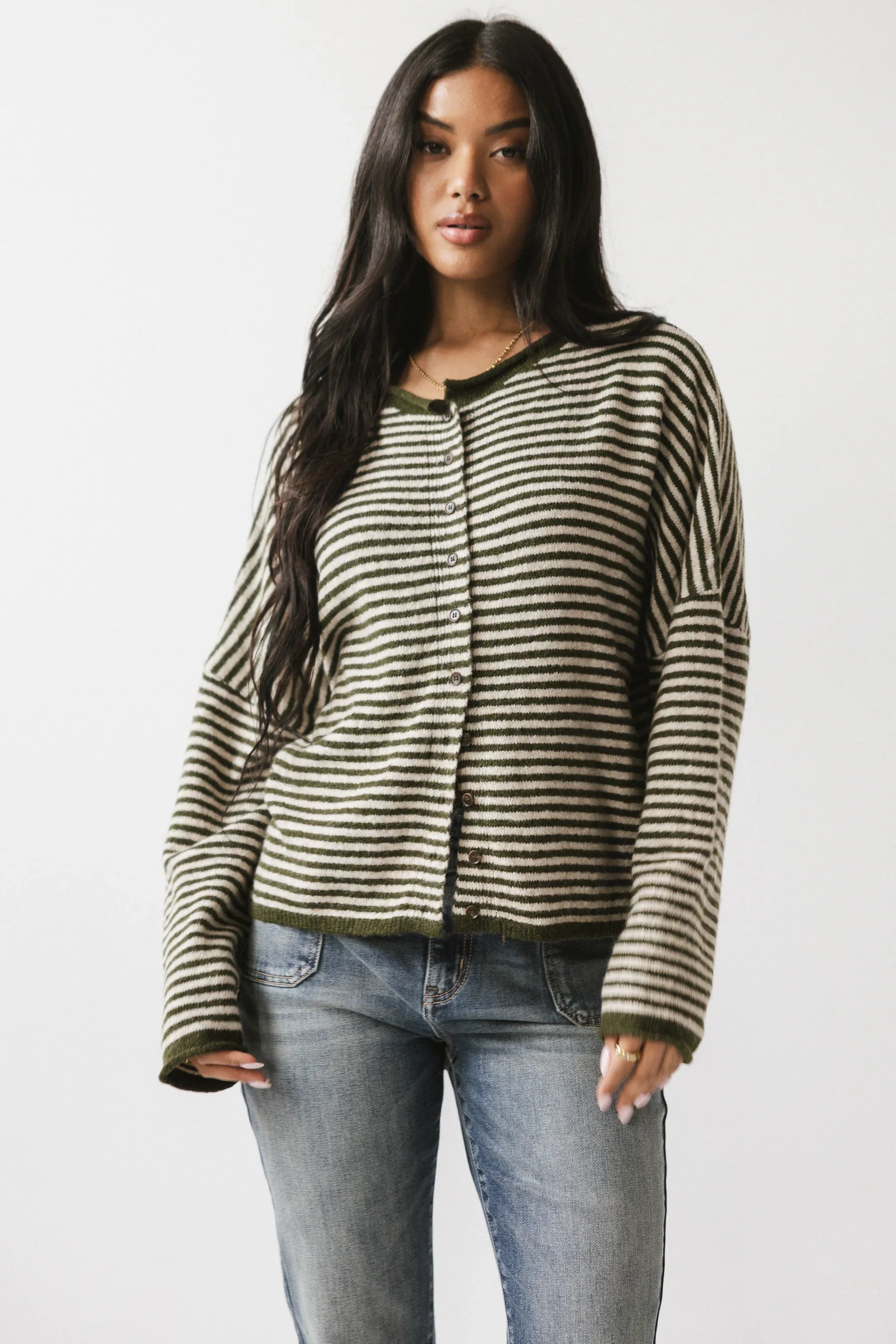 Lola Striped Sweater in Olive