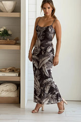 Brown Printed Mermaid Dress