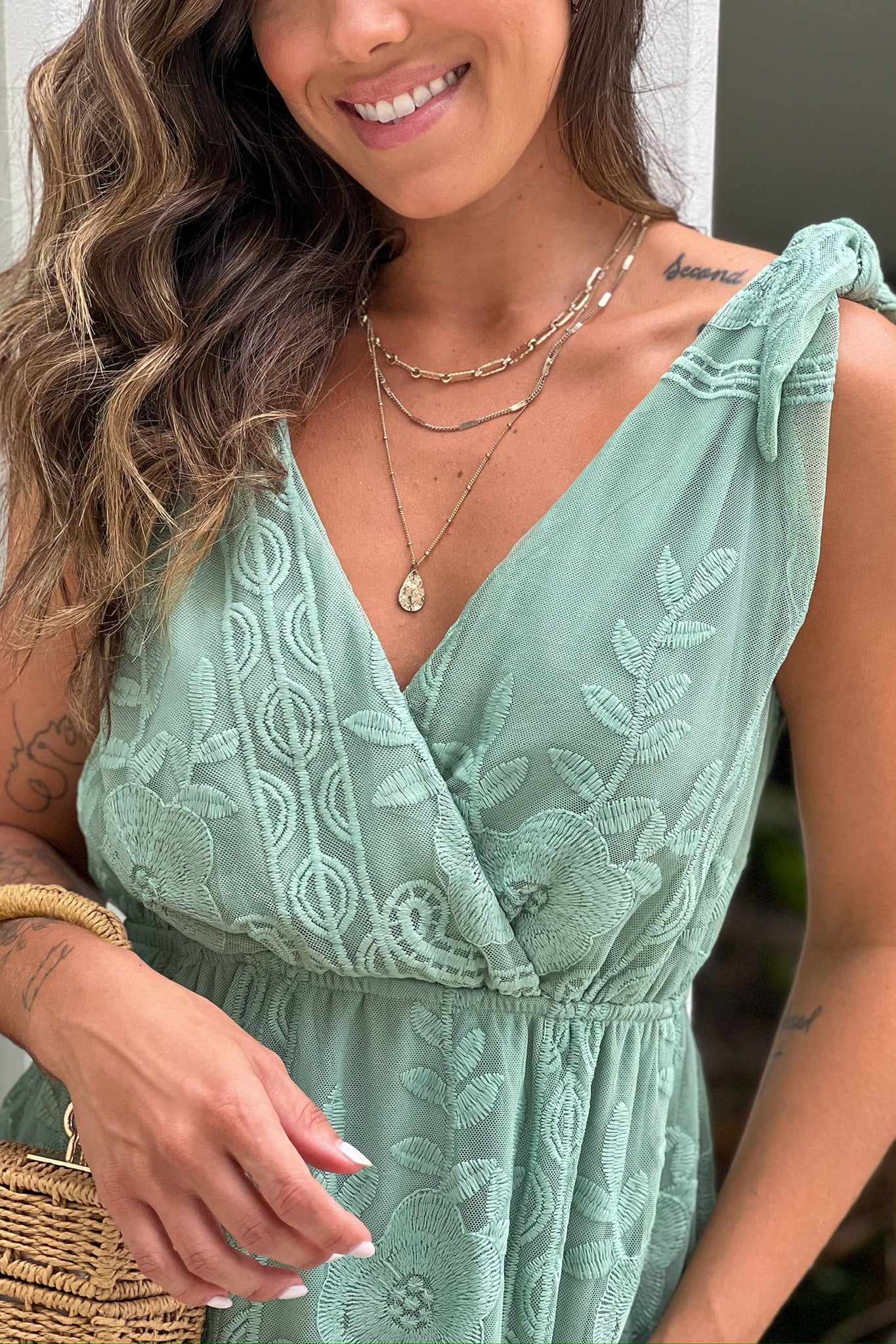 Sage Lace Maxi Dress