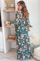 Hunter Green Floral Maxi Dress