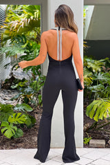 Black Jumpsuit With Rhinestone Detail