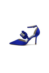 Cocktail Pointed Toe Crystal Buckle Strap High Heels