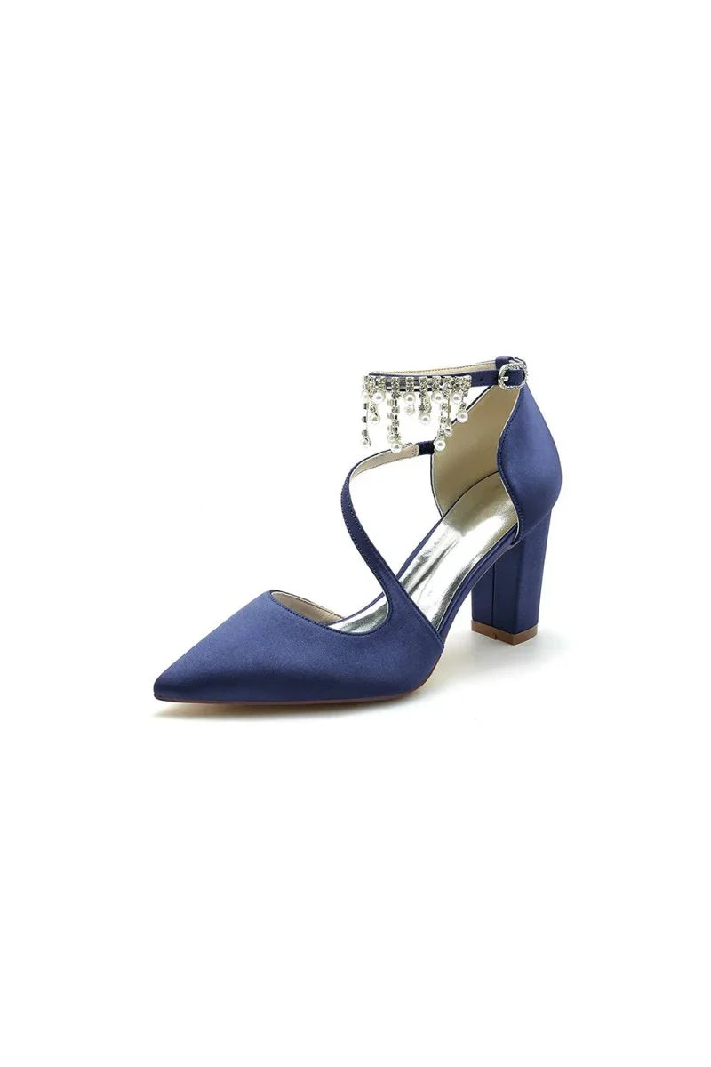 Pearl Tassel Block Heel Sandals