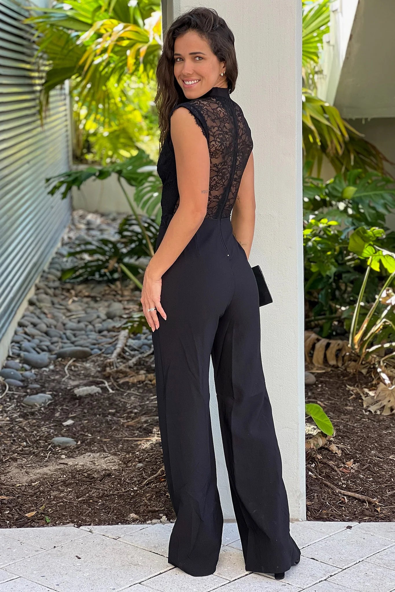 Black Keyhole Wide Legs Jumpsuit