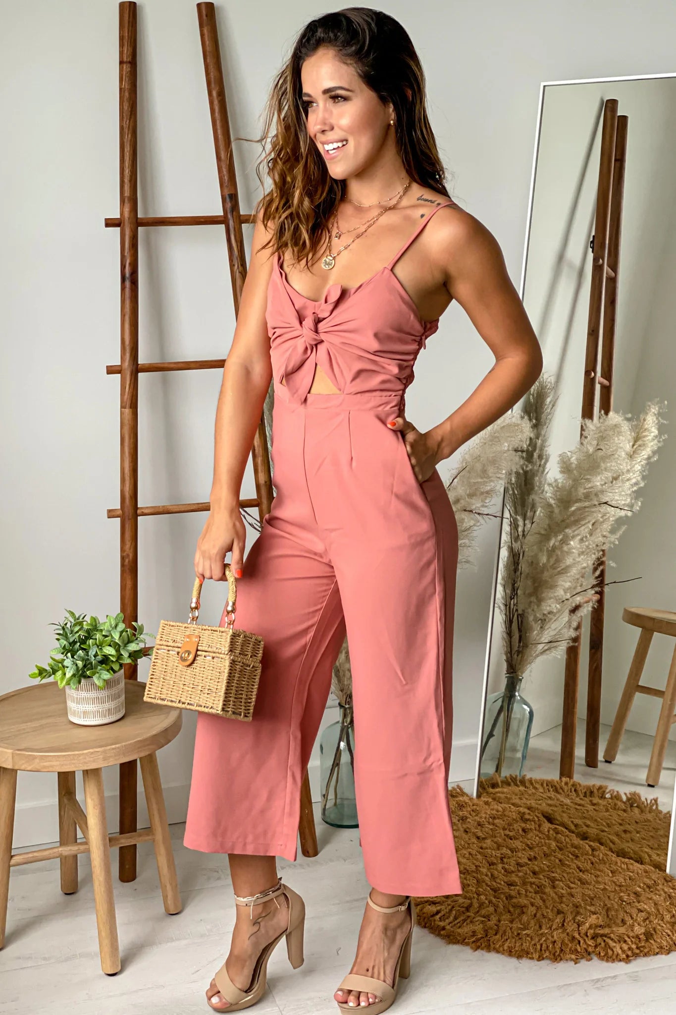Brick Jumpsuit With Cut Out