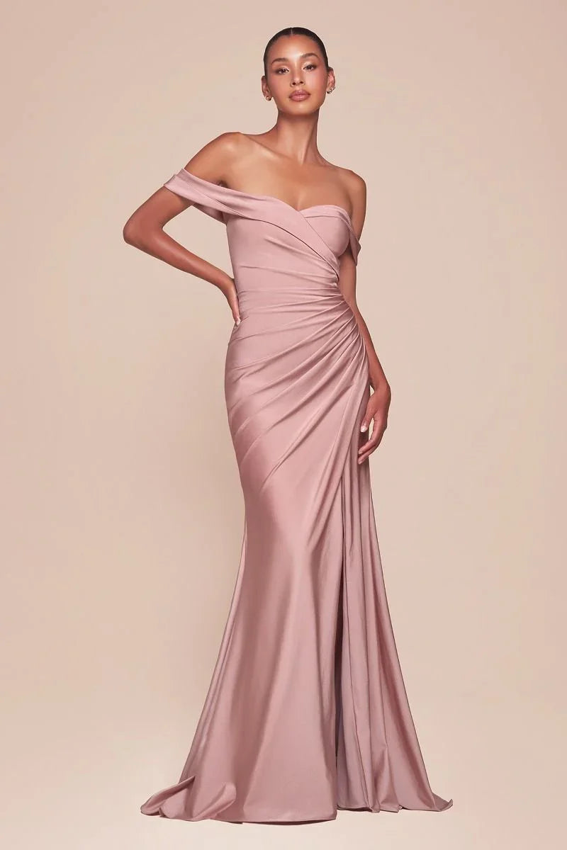 FREYA GOWN OFF THE SHOULDER STRETCH SPANDEX DRESS