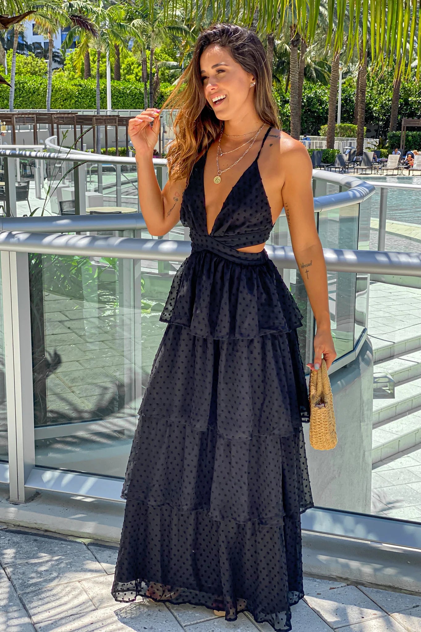 Black Ruffled Maxi Dress