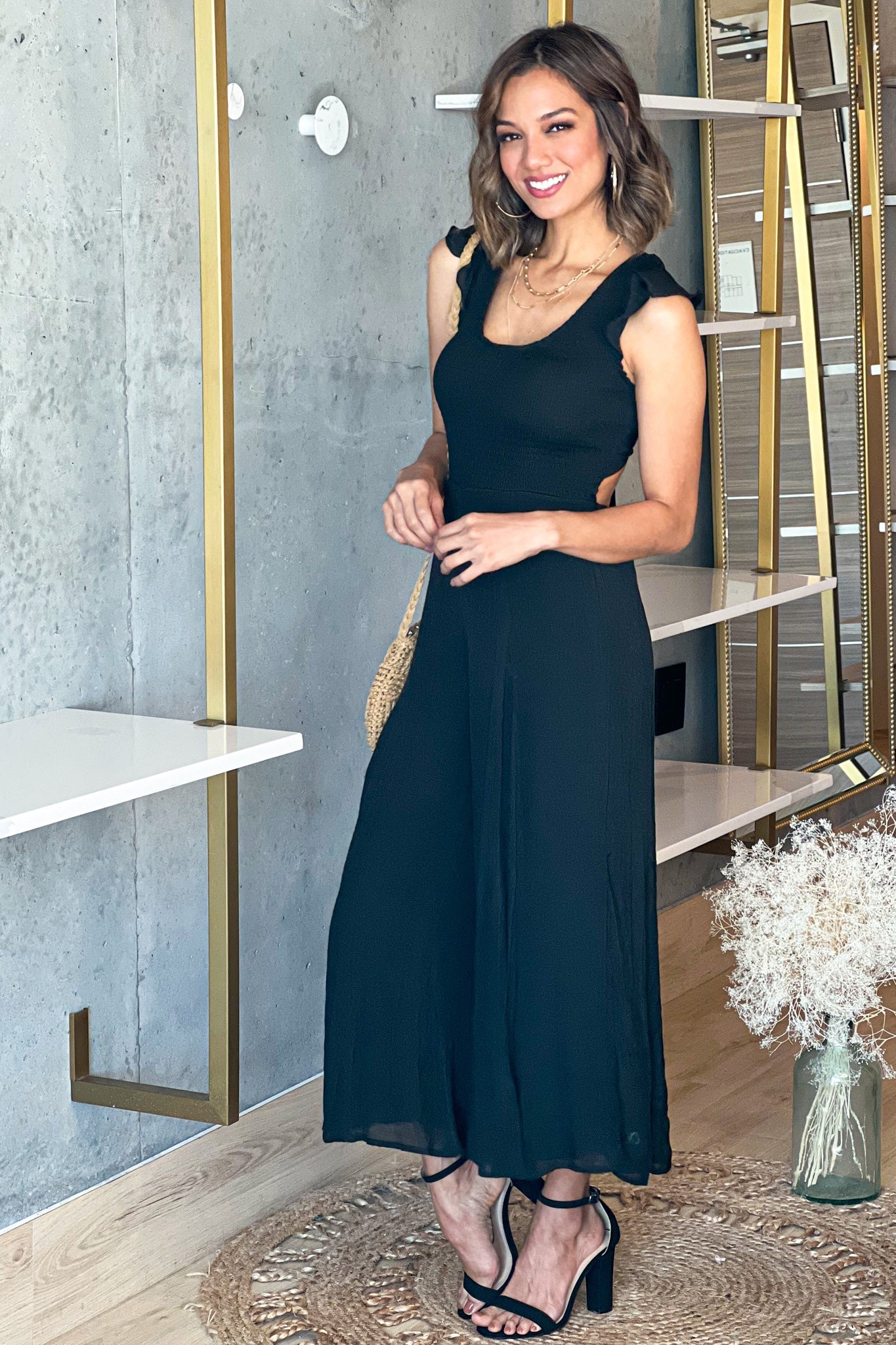 Black Jumpsuit With Tie Back