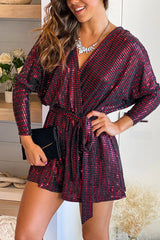 Red And Black Romper With Open Back