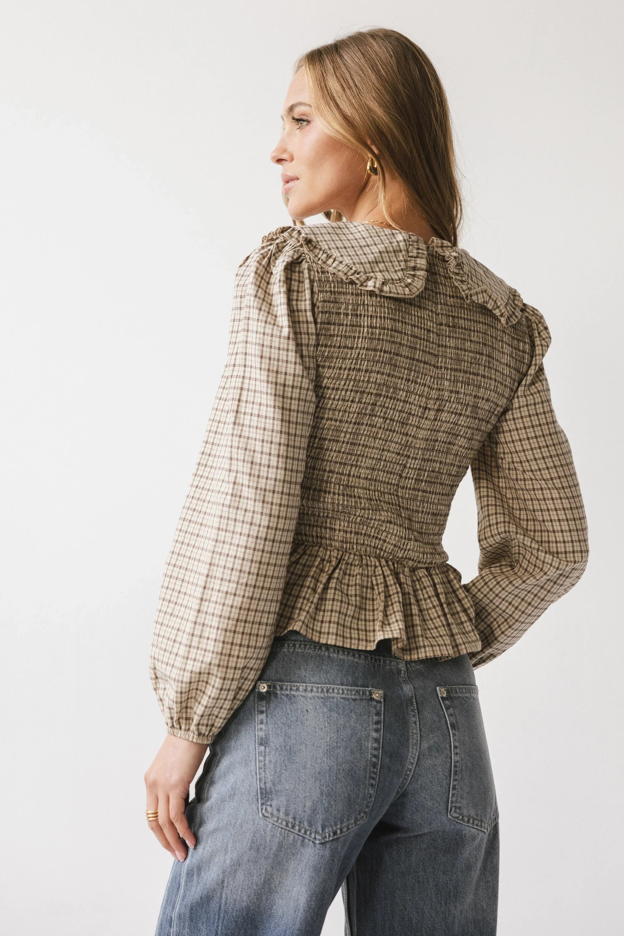 Kristy Smocked Blouse in Beige FINAL SALE