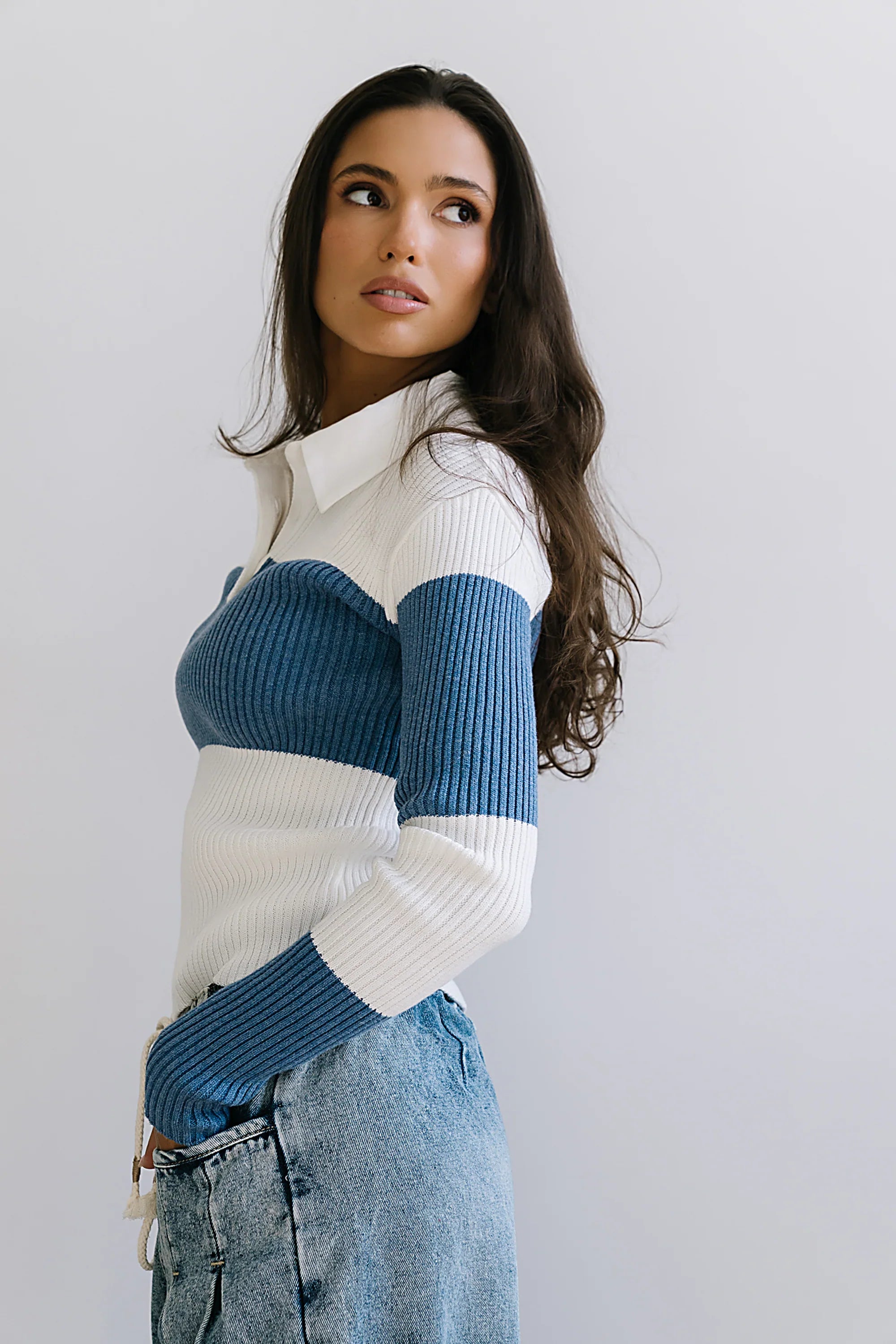 Wrenley Striped Sweater in Blue FINAL SALE