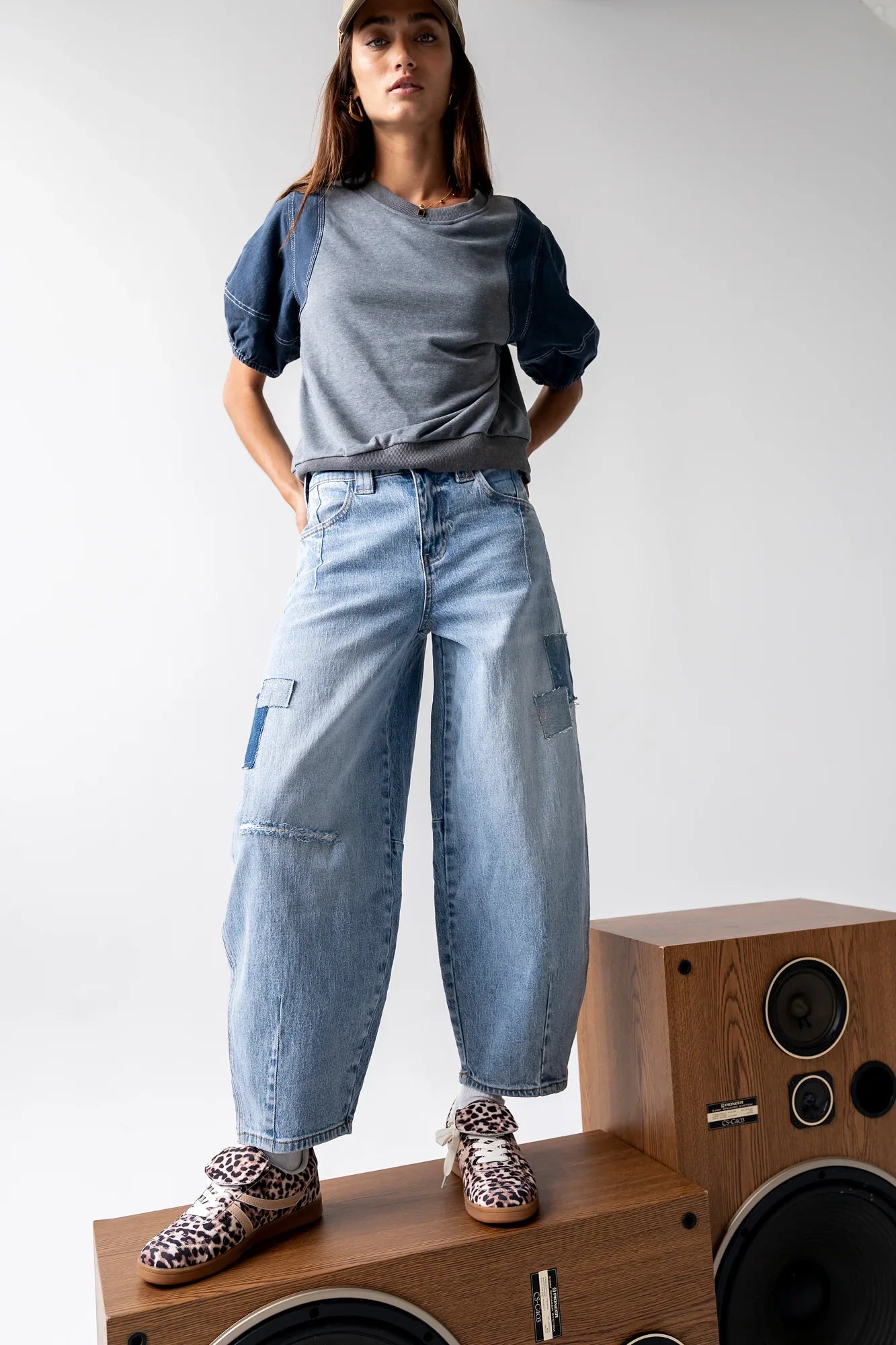 Rory Contrast Top in Denim FINAL SALE
