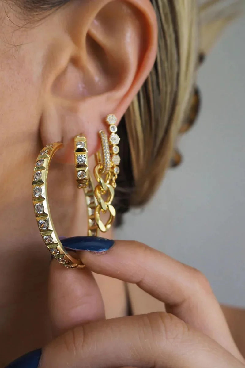 LUV AJ Mini Pyramid Stud Hoops
