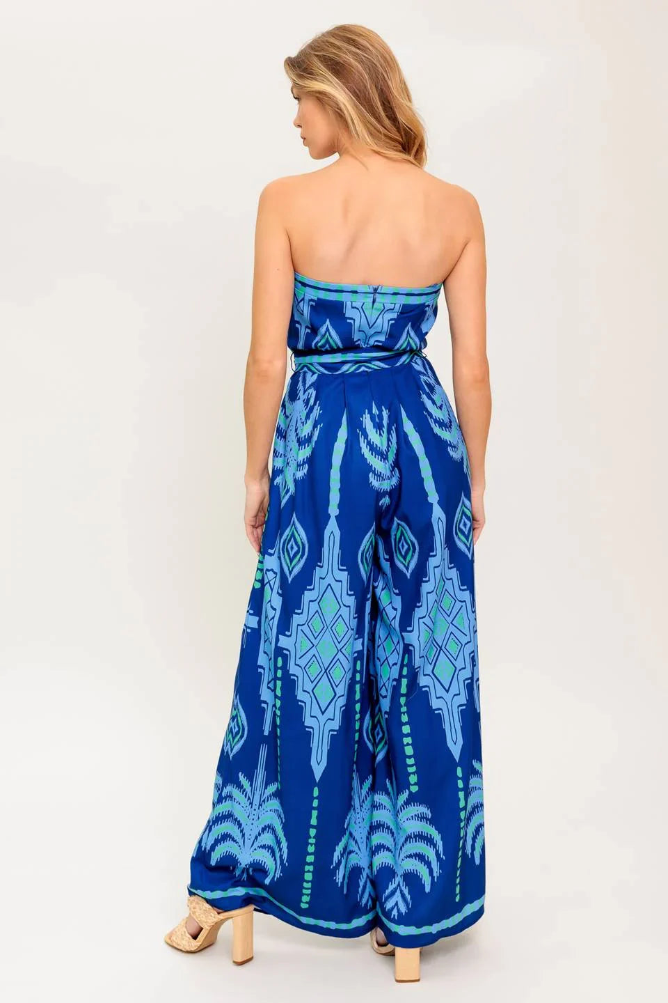 TRINA STRAPLESS JUMPSUIT NAVY BLUE MULTI