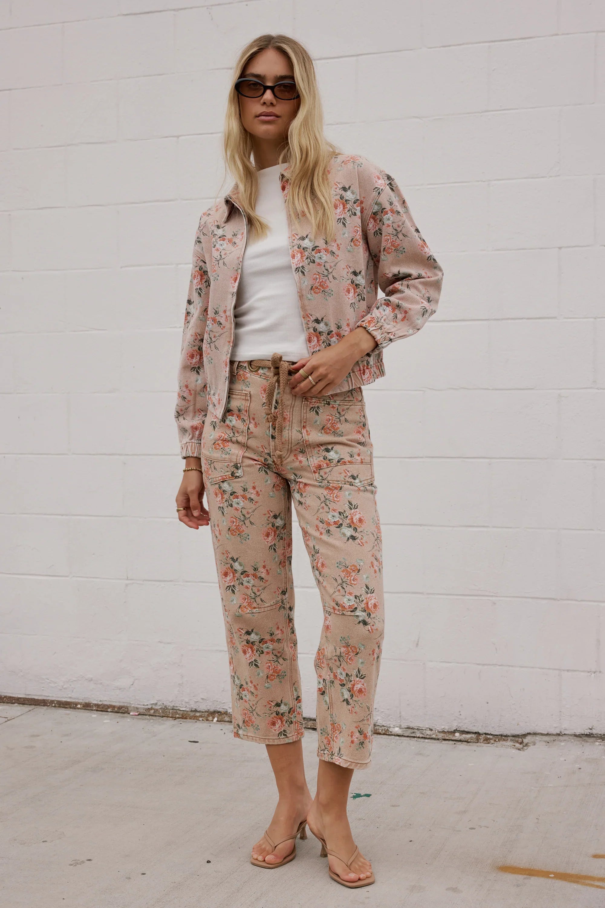 Kellie Floral Barrel Jeans in Vintage Ginger