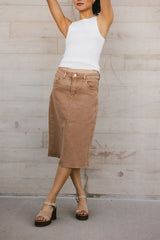 Jordan Denim Skirt in Tan FINAL SALE