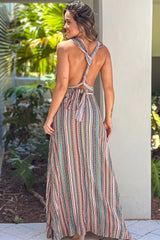 Multi Color Multi Tie Maxi Dress