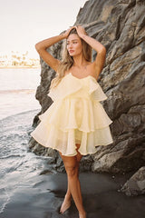 Alesia Tiered Organza Babydoll Mini Dress