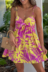 Pink And Yellow Printed Short Dress
